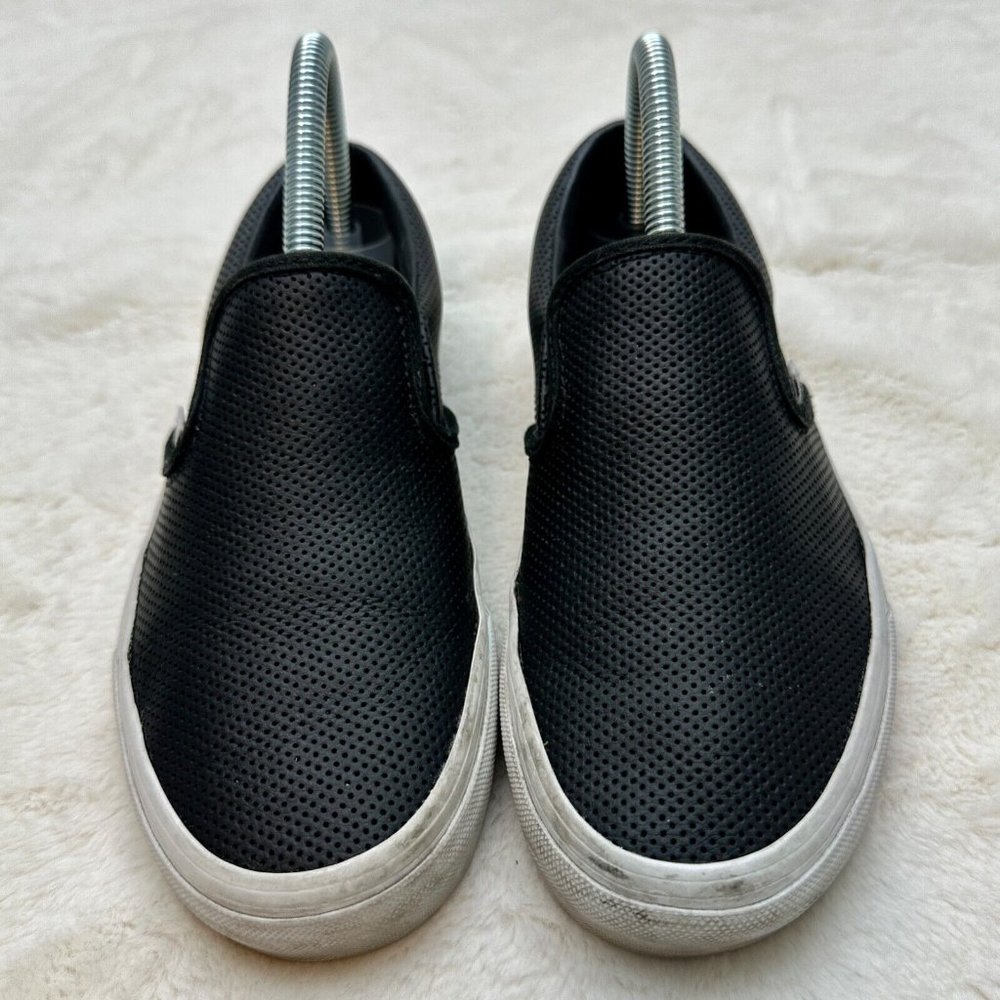Vans Asher TC6D Perforated Leather Slip-on Shoes Unisex W 6/M 4.5 Black White